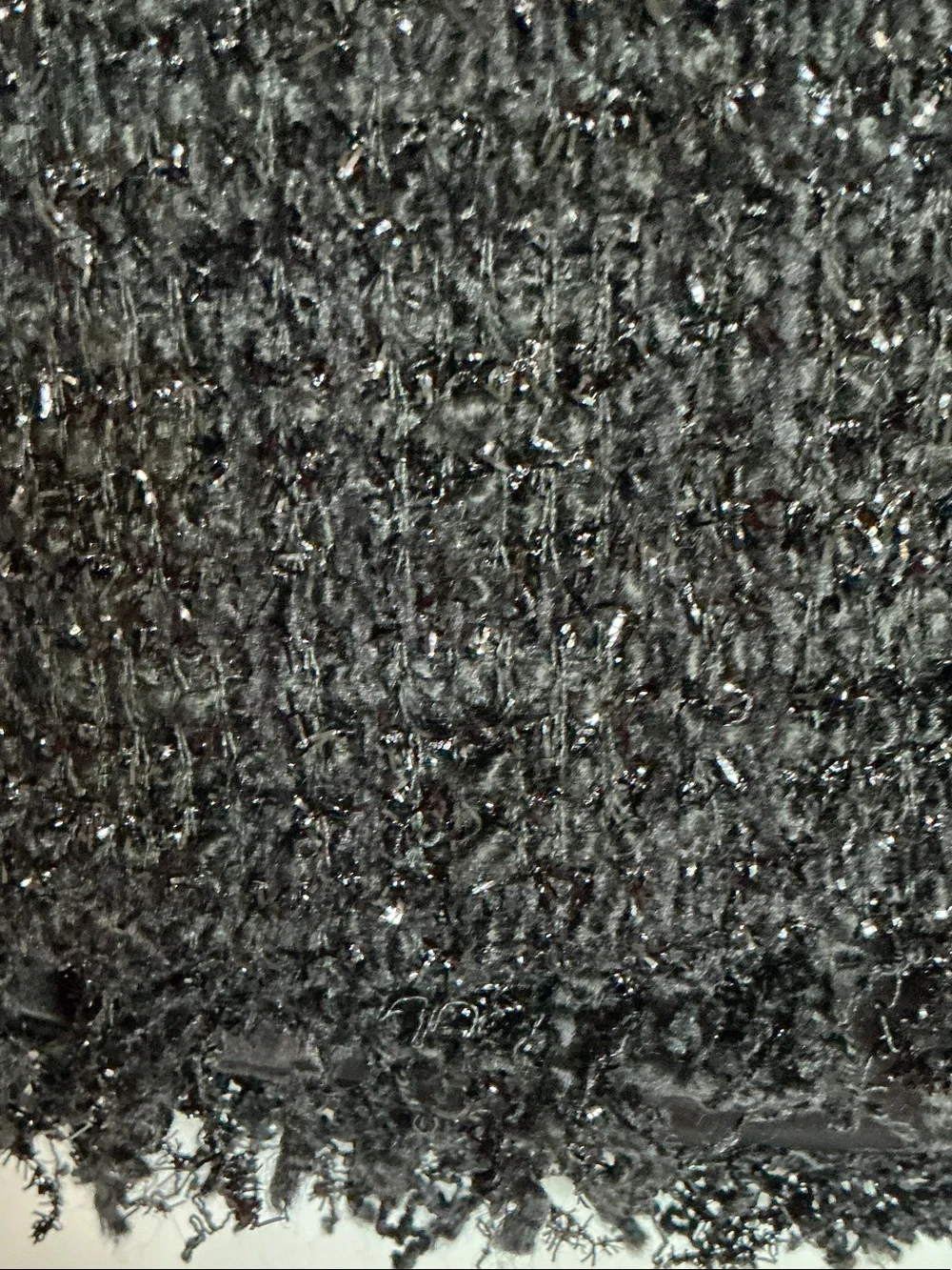 Black Tweed A-Line Pearl Trim Skirt